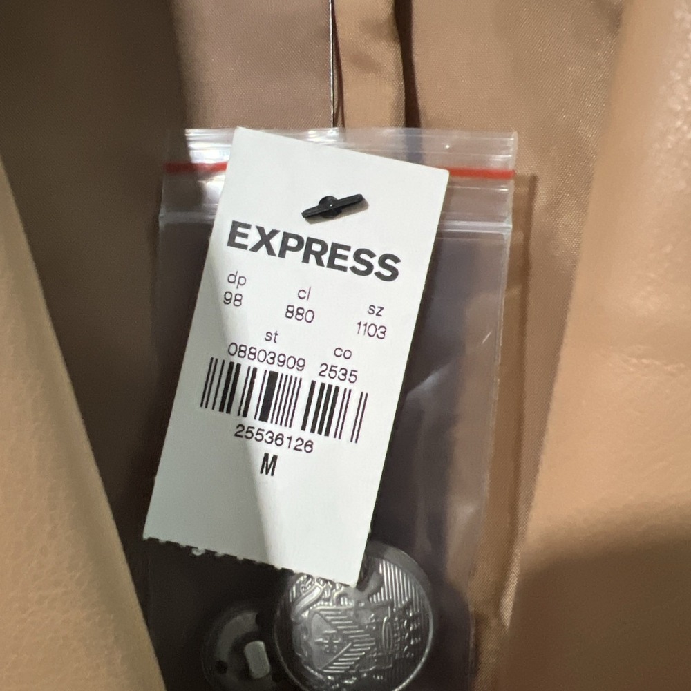 Express Faux Leather Double Breasted Blazer Camel Tan Size M NWT MRSP $99.99 - Picture 4 of 13